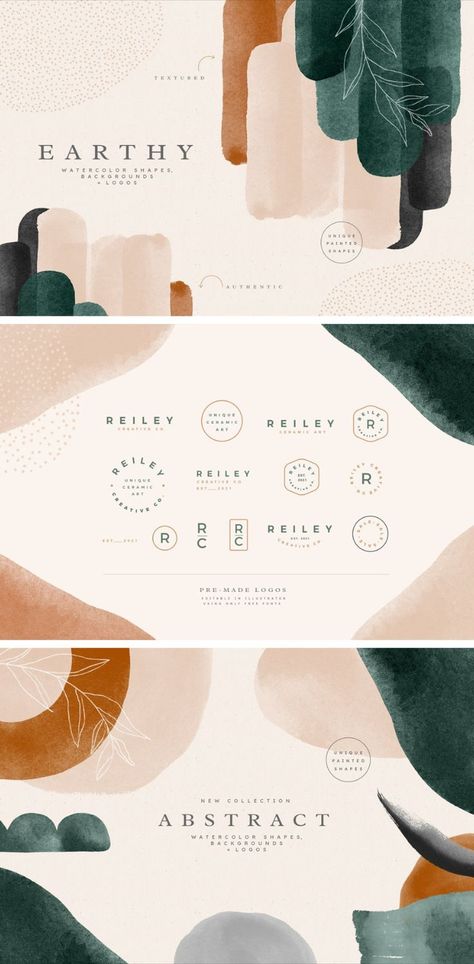 Watercolour Logo Design, Watercolour Branding, Watercolor Website, Natural Branding Design, Logo Pottery, Bohemian Graphic Design, Earthy Logo Design, Earthy Logos, Bohemian Branding