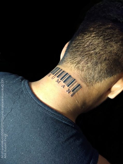 Barcode Neck Tattoo, Arm Tattoos For Guys Forearm, Barcode Tattoo, Best Neck Tattoos, Explore Tattoo, Original Tattoos, Modern Tattoos, Arm Tattoos, Arm Tattoos For Guys