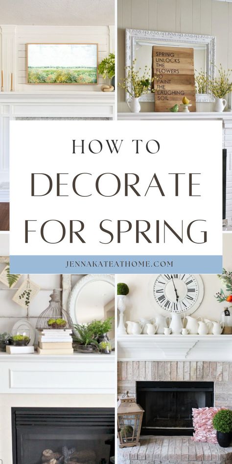 Get inspired by these gorgeous mantel displays showcasing florals, soft pastels, and lively greenery, perfect for infusing your space with a refreshing springtime vibe. Simple Mantel, Spring Mantel Decor, Moss Wreath Diy, Diy Mantel, Mantel Piece, Spring Mantel, Mantel Decor Ideas, Diy Scrapbook Paper, Mantel Ideas