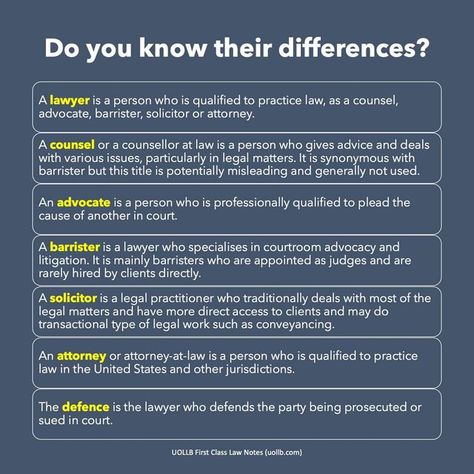 UOLLB First Class Law Notes on Instagram: "Lawyer and Counsel are vague titles, so it may not be a good idea to call yourself as such in professional settings. These legal job titles are not the same. Don’t mix them up. UOLLB is a premier global institute for legal education, offering you a more cost-effective option to speed up revision and turbocharge exam performance. Get an unparalleled advantage over your peers in law exams before it’s too late 👉 uollb.com #solicitor #lawyer #legaljobs Law School Organization, Law School Preparation, Government Lessons, Law School Prep, Notes On Instagram, Job Titles, Law Notes, Law School Life, Law School Inspiration