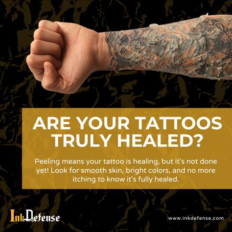 Is that peeling over? 🤔 How to know if your tattoo is truly healed. ✔️ No more flakes or scabs.  ✔️ Smooth and settled. ✔️ Colors look bright. ✔️ No itching or irritation.  Learn more: https://www.inkdefensetattoo.com/blogs/tattoo-care/tattoo-healing-hacks-secrets-to-a-flawless-recovery   #tattoos #scab #heal #flake #inked #newink Recovery Tattoos, Tattoo Healing, Bluebird Tattoo, Healing Tattoo, Tattoo Care, About Tattoo, Bluebird, Smooth Skin, How To Know