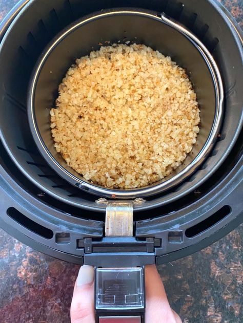 Air Fryer Frozen Cauliflower Rice – Melanie Cooks Cauliflower Rice Air Fryer Recipes, Air Fryer Cauliflower Rice, Frozen Riced Cauliflower Recipes, Frozen Cauliflower Rice Recipes, Air Fryer Frozen Cauliflower, Cauliflower Patties, How To Cook Cauliflower, Easy Side Dishes, Frozen Cauliflower