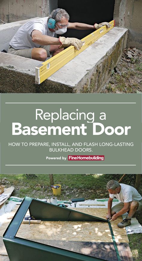 Storm Cellar Doors, Basement Storm Door, Bulkhead Cellar Door Ideas, Diy Bulkhead Door, Diy Cellar Door, Cellar Door Ideas Outdoor, Bulkhead Doors Makeover, Crawlspace Doors Outside, Basement Egress