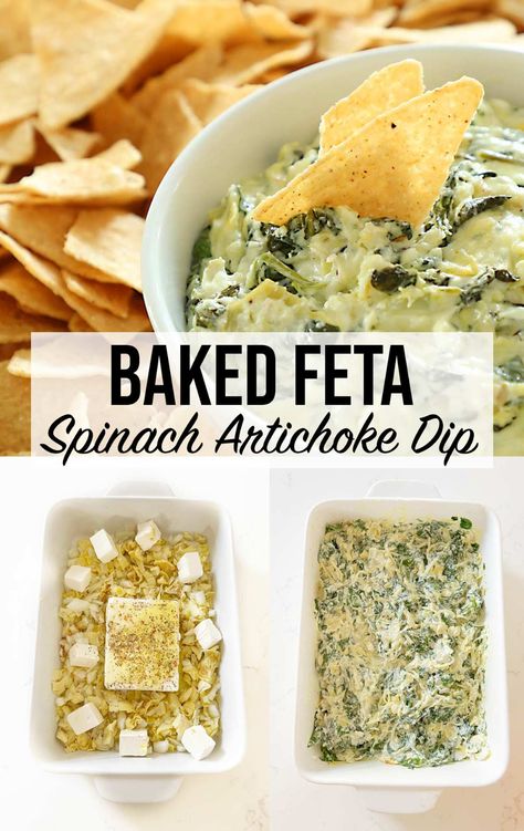 Baked Feta Spinach Artichoke Dip, Spinach Feta Dip Baked, Spinach Artichoke Feta Dip, Spinach Artichoke Side Dish, Baked Feta Dip, Warm Spinach Dip, Spinach Artichoke Dip Easy, Baked Spinach Artichoke Dip, Migraine Diet