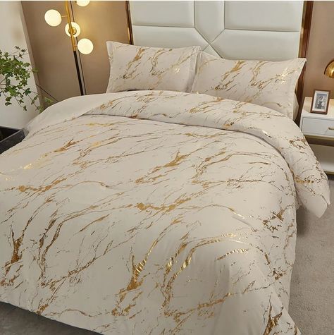 Beige And Gold Bedroom, Beige Bed Sheets, Gold Comforter Set, Marble Bedding, Gold Comforter, Luxury Comforter Sets, Queen Size Comforter Sets, King Size Comforter Sets, Blankets For Winter