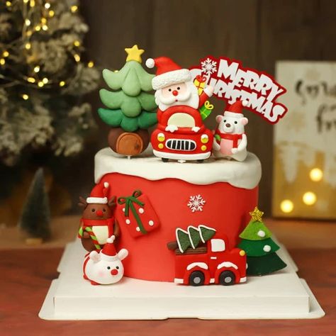 Santa Claus Birthday Cake, Santa Claus Cake Ideas, Santa Claus Cake, Train Tree, Merry Christmas Cake Topper, Christmas Birthday Cake, Box Train, Merry Christmas Cake, Christmas Sugar Cookies Decorated