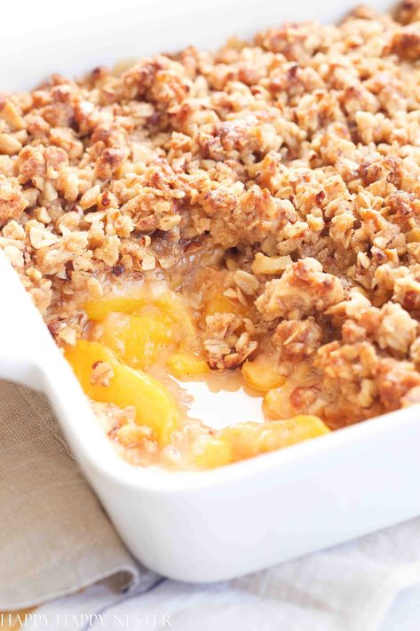 Peach Crisp Single Serving Peach Crisp, Peach Crisp Pioneer Woman, Peach Crisp With Fresh Peaches, Peach Crunch, Peach Things, Peach Crisps With Oatmeal, Peach Treats, Peach Crisp Healthy Easy Recipes, Fresh Peach Crisp