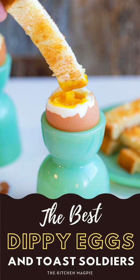 Dippy Eggs with Toast Soldiers Eggs With Soldiers, Eggs And Soldiers Breakfast, Ways To Eat Boiled Eggs, Egg Soldiers, Toast Soldiers, Dippy Eggs And Soldiers, Dippy Egg, British Breakfast, Ww Ideas