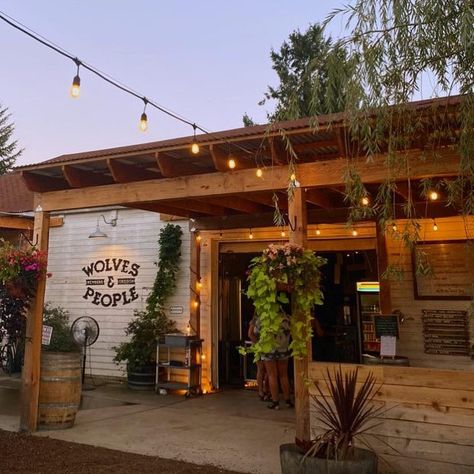 Brewery Exterior Design, Cozy Brewery, Brewery Vibes, Outdoor Brewery, Brewery Exterior, Brewery Aesthetic, Brewery Furniture, Rustic Brewery, Moon Interior