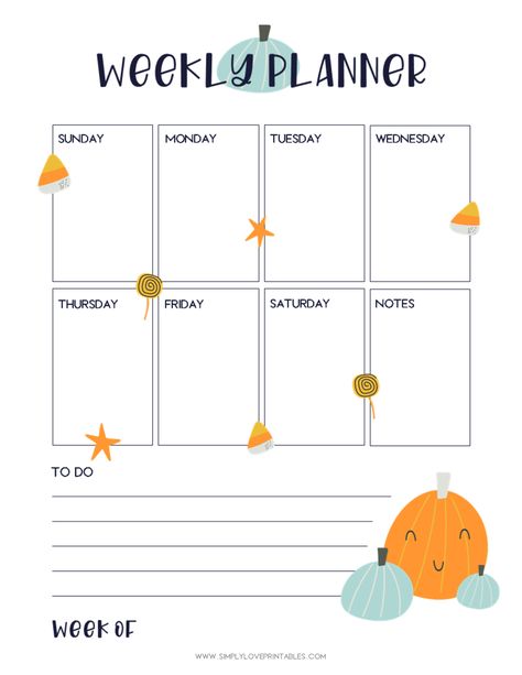 Simply Love Printables October Planner Pages_Page_3 October Weekly Planner, Love Printables, October Planner, Daily Schedules, October Activities, Weekly Printable, Journal Elements, Student Christmas Gifts, Planning Pages