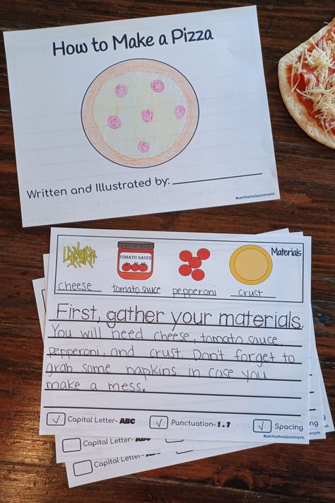 Check out my blog post on engaging and fun ideas to make procedural-how to writing exciting for students! Great resources for kinder, 1st grade, and 2nd grade. The kids will have so much fun with the How to Make Pizza activity! Pete The Cat And The Perfect Pizza Party Activities, Pizza Writing Activity, How To Make A Pbj Sandwich Writing, Pizza Sequencing Activity, Recipe Writing For Kids, Pizza Activities, Pizza Project, Articles For Kids, Pizza Craft