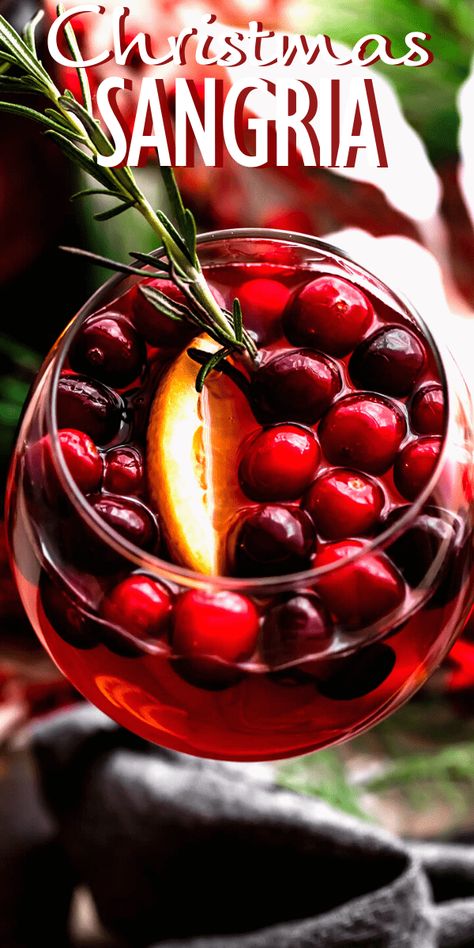 Try Sangria for your next Christmas Punch! Dry red wine, Grand Marnier, fresh cranberries, and fresh citrus make this the perfect recipe for Christmas! With a bold, refreshing taste and striking, fruit-studded presentation, this easy recipe will bring mega holiday vibes to your celebration. Wine Punch Recipes, Holiday Dessert Drinks, Christmas Sangria Recipes, Citrus Sangria, Fun Beverages, Cranberry Sangria, Pure Cranberry Juice, Red Sangria Recipes, Sangria Ingredients