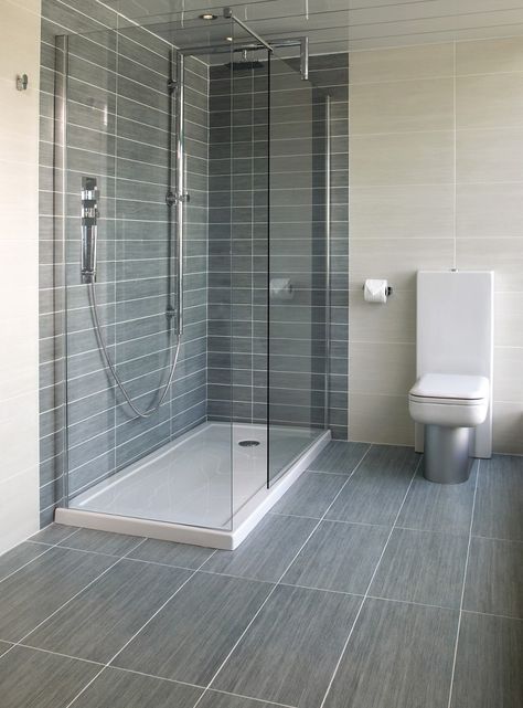 Mood Mid Grey (60x30cm) | Topps Tiles - wet room in mid grey and light grey Makeover Kamar Mandi, Small Bathroom Colors, Grey Bathroom Tiles, Luxury Bathroom Master Baths, Small Bathroom With Shower, Luxury Master Bathrooms, Attic Bathroom, Bathroom Shower Tile, Bathroom Remodel Shower