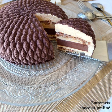 Entremets chocolat-praliné - Site de quiaimebienpatissebien ! Entremet Recipe, Opera Cake, Patisserie Fine, Mousse Cake Recipe, Cake Filling Recipes, Cake Fillings, Mousse Cake, Rainbow Cake, Filling Recipes