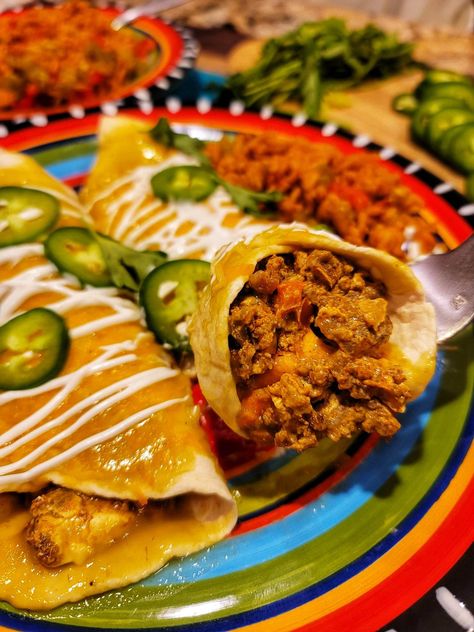 Venison Enchiladas Ground, Venison Enchiladas, Venison Tenderloin, Venison Meat, Ground Venison, Black Bean Chili, Enchilada Recipes, Taco Meat, Rich In Protein