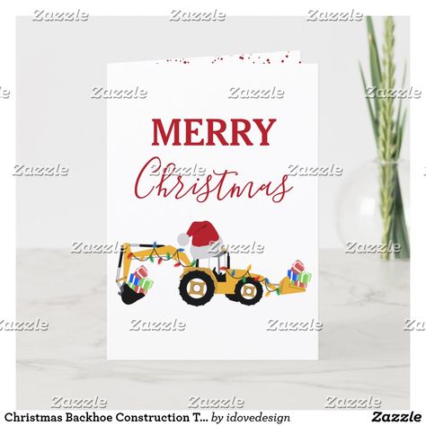 Christmas Backhoe Construction Truck Christmas Holiday Card Construction Christmas, Construction Trucks, Holiday Design Card, Heavy Machinery, Winter Themed, Christmas Holiday Cards, Christmas Party Invitations, Toy Trucks, Christmas Winter