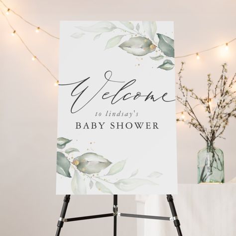 Baby Shower Sage Green, Sage Green Baby Shower, Peach Baby Shower, Shower Foam, Green Baby Shower, Summer Baby Shower, Watercolor Greenery, Boy Baby Shower Themes, Gold Baby Showers