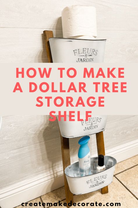 Storage Shelf Diy, Diy Dollar Store Shelf, Dollar Tree Diy Organization, Dollar Tree Storage, Shelf Diy, Dollar Tree Hacks, Dollar Store Hacks, Wooden Organizer, Metal Basket