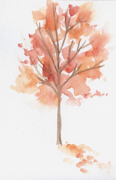 Watercolour Tree, Fall Tree Painting, Tree Watercolor Painting, Learn Watercolor Painting, Painting Water, Fall Tree, Diy Watercolor Painting, Watercolor Projects, Fall Watercolor