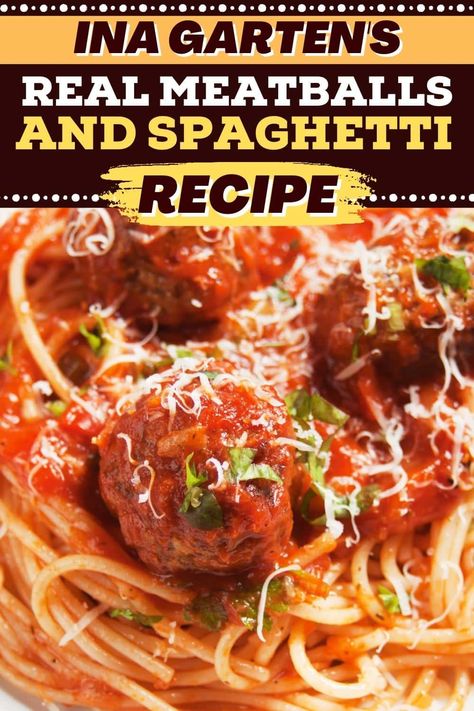 Classic Meatballs With Tomato Sauce Food Network, Ina Garten Real Meatballs And Spaghetti, Ina Garden Spaghetti Sauce, Ina Garten Spaghetti And Meatballs, The Best Spaghetti And Meatballs, Ina Garden Spaghetti And Meatballs, Ina Garten Spaghetti Sauce, Authentic Meatballs Italian, Copycat Meatballs