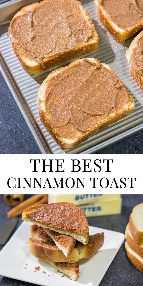 Homemade Cinnamon Toast | Simple recipe for the BEST cinnamon toast! Pioneer Woman Cinnamon Toast, Cinnamon Deserts Easy, Snacks With Cinnamon, Good Toast Recipes, Toast Ideas For Breakfast, Food With Cinnamon, Cinnamon Butter Toast, Simple Toast Ideas, Easy And Good Breakfast Ideas