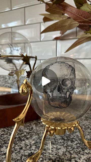 Lindsey Sopcak | Thrifting, Upcycling, DIY on Instagram: "🔮 I can see clearly that you’ll be making one of these for your home soon! 🔮  comment CRYSTAL BALL or just 🔮 for the tutorial!  #diyhalloween #diyhomedecor #halloweenhome #trlthriftscore #thriftedandstyled #homeonabudget" Crystal Ball Diy, Diy Crystal Ball, Upcycling Diy, 3d Crystal, Diy 3d, Diy Crystals, Halloween House, Crystal Ball, Halloween Diy