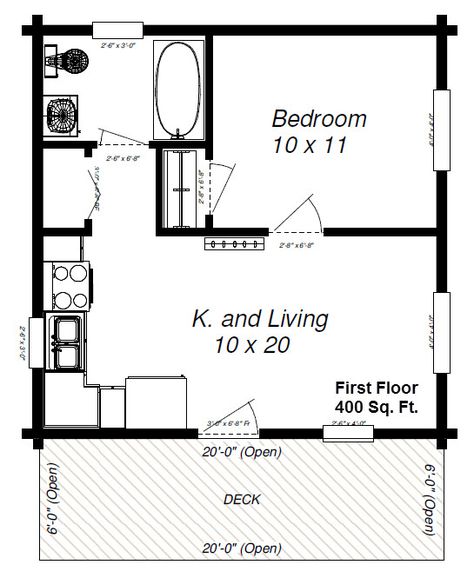 small cottages under 600 sq feet | panther 89 with loft first floor plan Log Cabin Plans, Granny Pod, One Bedroom House, Small Floor Plans, Cabin Floor, Small Cottages, A Small House, Cabin Floor Plans, Small House Floor Plans