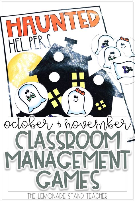 These classroom management games are a fun way to get students learning and loving it this fall! These activities are sure to inspire some great ideas for keeping kids on task and working hard. Click the pin to see the games included! Fall Classroom Management, October Classroom Management, Halloween Behavior Management, Holiday Classroom Management, Class Incentives, November Classroom, October Classroom, Classroom Routines And Procedures, School Holiday Activities