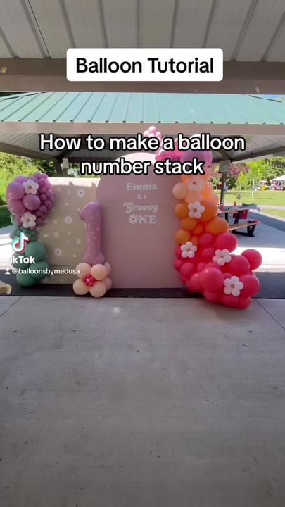 How to make a number stack. Materials needed: 8 11” balloons, 4 5” ba... | TikTok Soft Play Business, 5 Balloons, Ballerina Birthday, Water Weight, Soft Play, Number Balloons, Balloon Garland, Foil Balloons, Balloons