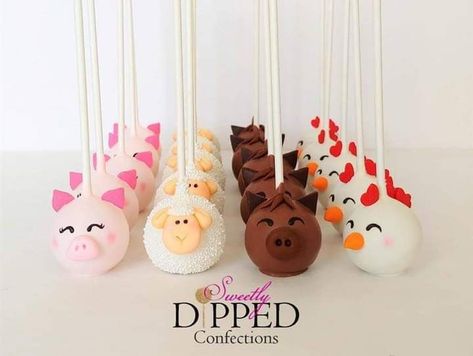 Farm Animals Cake Pops, Farm Theme Cake Pops, Farm Cake Pops, Farm Animal Cake Pops, Horse Cake Pops, Barn Birthday Party, Animal Cake Pops, Farm Birthday Cakes, Sheep Cake