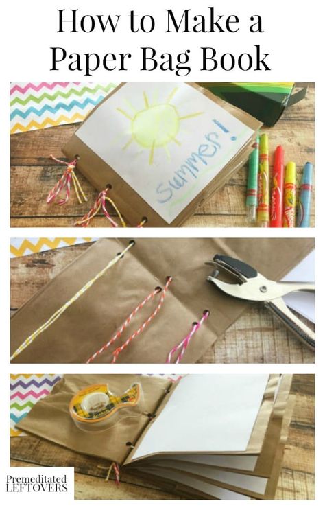 Book In A Bag Project Ideas, Make A Book For Kids, Paper Bag Notebook, How To Make A Scrapbook For School Project, Paperbag Book, Paper Bag Book, Paper Bag Notebook Diy, Paper Bag Books For Kids, Paper Bag Books How To Make