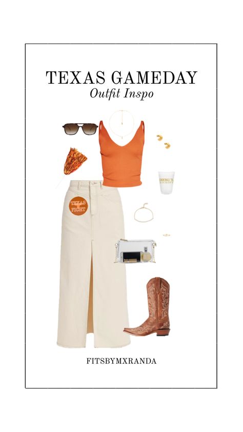 Texas Gameday Outfit | #outfitinspo #texas #outfit #fashion #gameday #gamedayfit #gamedayoutfit Gameday College Outfits, Tamu Gameday Outfits, Texas Game Day Outfit, Ut Game, Gameday Fits, Texas Longhorns Football, Longhorns Football, Sorority Events, Tailgate Outfit