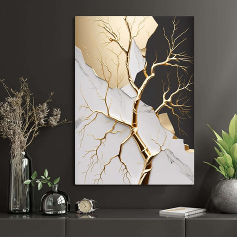 Tree Of Life Painting, Art Deco Paintings, Gold Art Painting, Diy Abstract Canvas Art, Gold Painting, Grand Art Mural, Soyut Sanat Tabloları, Landscape Art Painting, Textured Canvas Art