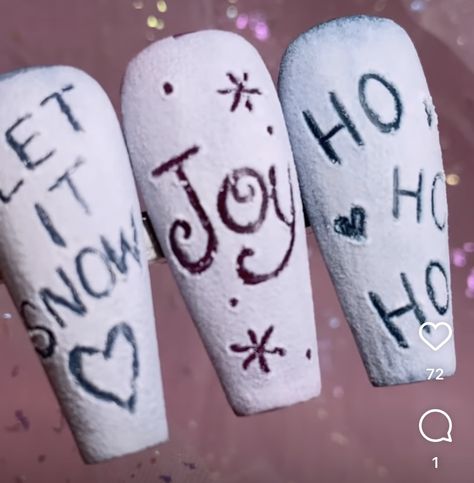 Christmas Nails Let It Snow, Let It Snow Nail Designs, Snow Angel Nails, Snow Writing Nails, Sweater Nail Ideas, Writing In The Snow Nails, Snow Christmas Nails, Let It Snow Nails, Snow Nail Designs