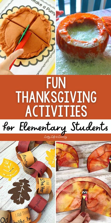 Fun Thanksgiving Activities for Elementary Students Thanksgiving School Activities Kindergarten, Thanksgiving Crafts Elementary Students, Hands On Thanksgiving Activities, Fun Thanksgiving Activities For School, Fall Activities For Homeschool, November Enrichment Activities, Kid Activities For Thanksgiving, Thanks Giving Activities For Children, Thanksgiving Outdoor Activities For Kids