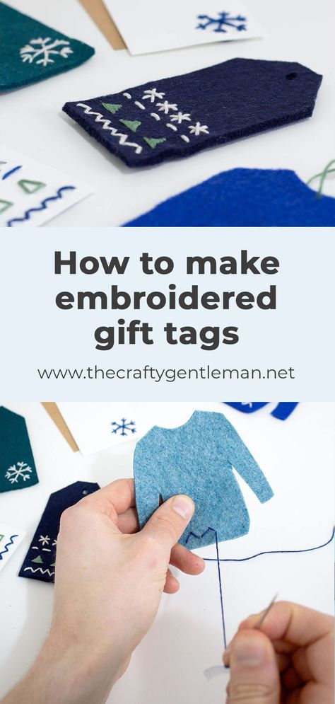 How to make reusable embroidered felt gift tags (with free printable templates) | Easy Christmas craft ideas to try. Reusable Gift Tags Christmas, Fabric Gift Tags Diy, Embroidery Gift Tags, Felt Gift Tags, Embroidered Gift Tags, Embroidered Tags, Christmas Gift Wrap Ideas, Gift Tag Template Free, Gift Wrap Ideas