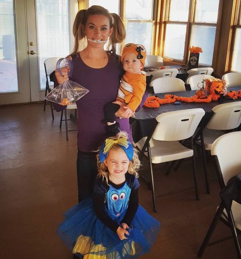 Calling All Families of 3: We Have the 41 Halloween Costume Ideas You’ll Want to Steal Nemo And Dory Costume, Family Of 3 Halloween Costumes, Pac Man Costume, Dory And Nemo, Diy Halloween Costume Ideas, Halloween Costumes For 3, Bear Costume, Diy Halloween Costume, Family Of Three