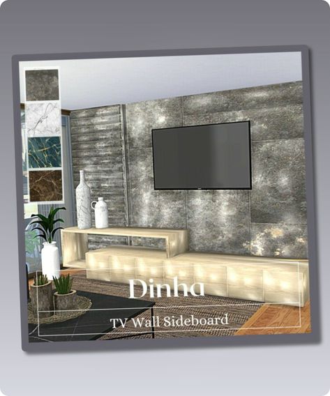 Sims 4 Decor CC: TV Wall SET Anya Sims4 Tv Cc, Sims 4 Big Tv Cc, Sims 4 Television Cc, Sims 4 Tv Override Mod, Sims 4 Framed Tv, Hall House, Double Window, Tools And Toys, Bohemian Wall Art