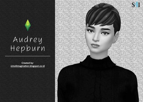 Sims of Audrey Hepburn was a British actress, model, dancer and humanitarian.   If you want the same image from CAS, then you need a co... Audrey Hepburn Sims 4 Cc, Sims 4 Audrey Hepburn, Audrey Hepburn Hair, Too Faced Highlighter, Makeup Cc, My Sims, Nose Mask, 4 Characters, Sims 4 Characters