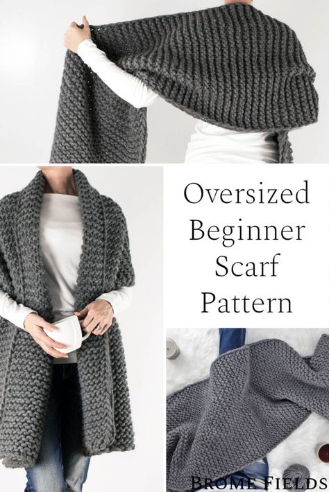 Chunky Knit Scarf Pattern Free, Chunky Knit Scarf Pattern, Garter Stitch Scarf Pattern, Beginner Scarf, Garter Stitch Scarf, Easy Scarf Knitting Patterns, Scarf Knitting Pattern, Knitting Patterns Free Sweater, Knitting Patterns Free Scarf