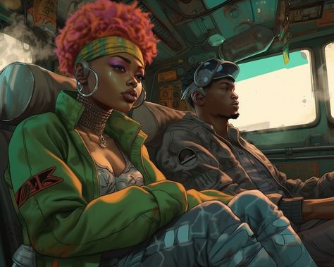 uploaded by @nonolithic on tumblr / cyberpunk afro futurism street wear fashion character art Nomad Cyberpunk Art, Afro Futurism, Afro Futurism Art, Afro Cyberpunk, Middle Eastern Cyberpunk, Afro Futurism Character Design, Afro Cyberpunk Art, Futurism Art, Art Alevel