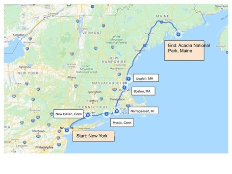 Usa Road Trip Map, England Road Trip, Maine Road Trip, Fried Clams, Beach Road Trip, New England Coast, England Beaches, Massachusetts Travel, Road Trip Map