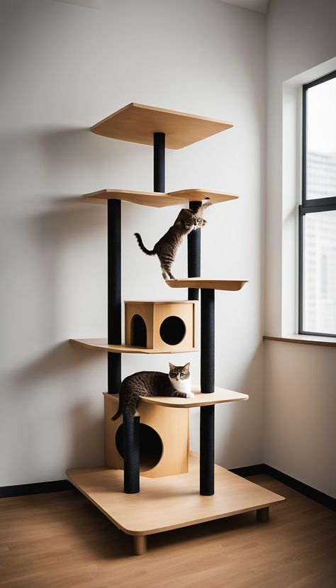 101 DIY Cat Tree House Ideas (Easy & Fast) - Petsmond Building A Cat Tree, Pvc Cat Tower, Cat Tree Diy Plans, Diy Cat Tower Easy Cheap, Diy Cat Tree Plans, Cat Tower Diy, Cat Tower Plans, Tree House Ideas, Diy Cat Tower