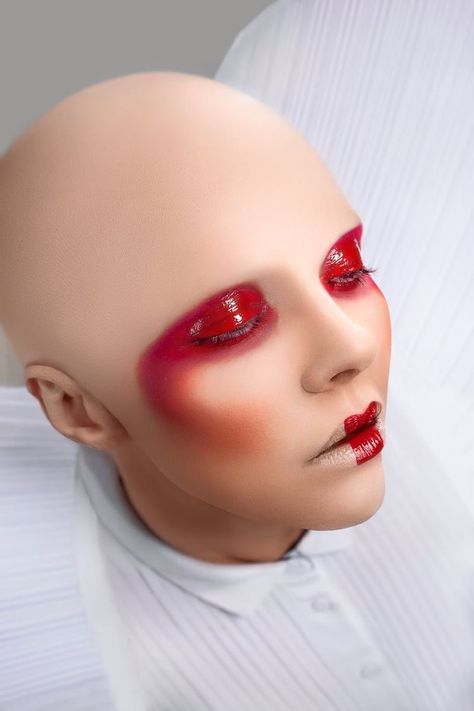 Futuristic Makeup, Drag Make-up, High Fashion Makeup, Avant Garde Makeup, Drag Makeup, Cool Makeup Looks, Red Makeup, Dope Makeup, Creative Makeup Looks