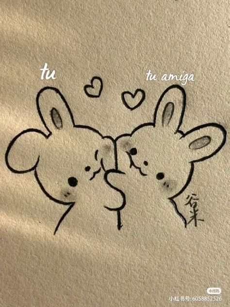 Things To Draw For Your Bestie, Cute Doodle Sketches, Cute Drawings Friends, Bff Cute Drawings, Couple Things To Draw, Drawing Ideas Bff, Sister Painting Ideas Easy, Best Friend Pictures Drawings, Cute Friends Drawings