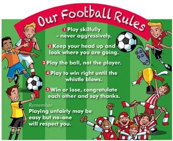 A great and fresh way to help reduce playtime conflict and ensure everyone plays fairly! Chock full of colours new illustration created by Anthony Rule, this rules sign is available in two sizes, each supplied complete with fixing pack. Rules Of Soccer, Soccer Rules Basic, Coaching Soccer, Meeting Games, Football Rules, Sports Theme Classroom, Sports Classroom, Rules For Kids, New Illustration