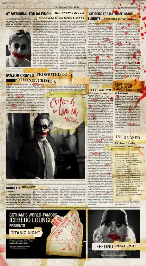 Batman Movie Posters, Newspaper Journal, Batman Halloween, Batman Wall, Major Crimes, Heath Ledger Joker, Batman Poster, Ha Ha Ha, Bat Boys