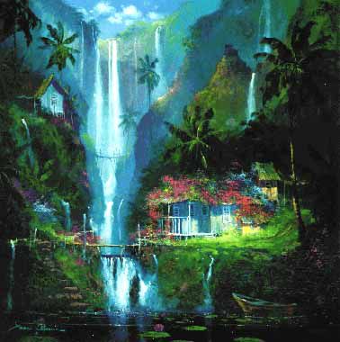 James Coleman, Tropical Painting, Creation Photo, Hawaiian Art, Fantasy Places, Fantasy Landscape, Belle Photo, Aesthetic Art, Landscape Art