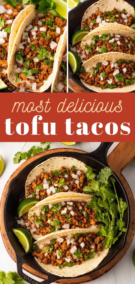 Vegan Taco Filling Ideas, Healthy Tofu Tacos, Extra Firm Tofu Recipes Healthy, Vegan Dinner Cheap, Tofu Street Tacos, Grated Tofu Tacos, Tofu Taco Meat Easy, Easy Firm Tofu Recipes, Recipes With Extra Firm Tofu