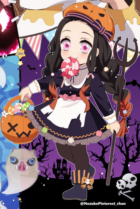 🎀🥐🌸Kmt_pori💼🥖🎀 🎀🥖💼Do not repost the Pin🩷🐇🎀 Nezuko Halloween, Pinterest Chan, My Arts, Anime Halloween, Dessin Adorable, Loving U, Me Me Me Anime, Anime Love, Pastel